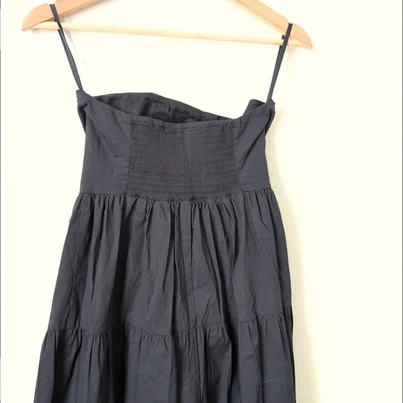Staud Elroy Black Tiered Button Up Maxi Dress Strapless Smocked Back XS Capsule - Picture 6 of 10